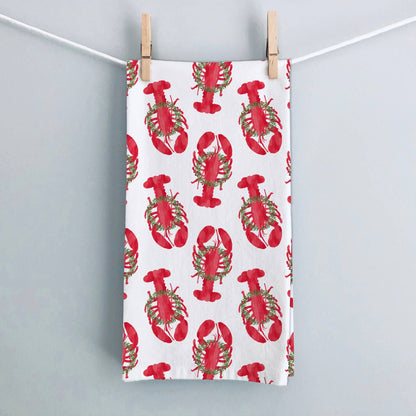 Holiday Lobsters Kitchen Tea Towel | Lobster Dish Towel - kennedy and co