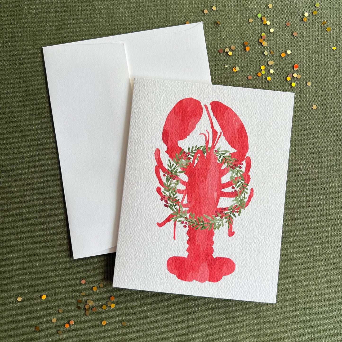 Holiday Lobster Greeting Card | Coastal Christmas Card - kennedy and co