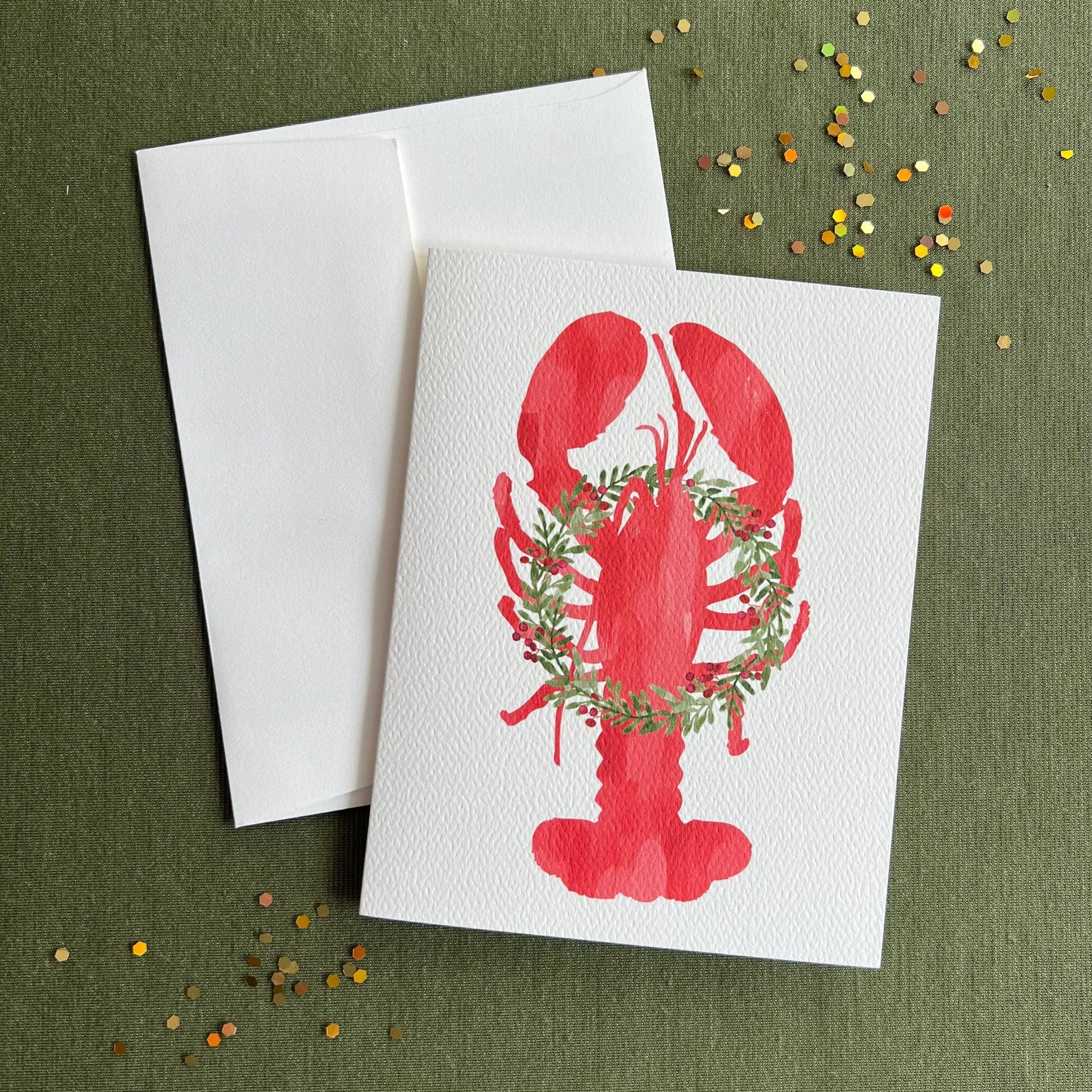 Holiday Lobster Greeting Card | Coastal Christmas Card - kennedy and co