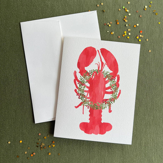 Holiday Lobster Greeting Card | Coastal Christmas Card - kennedy and co