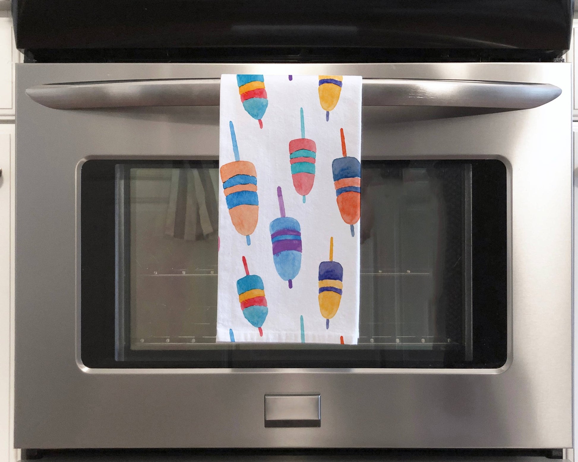 Colorful Buoys Kitchen Towel | Lobster Buoy Tea Towel - kennedy and co