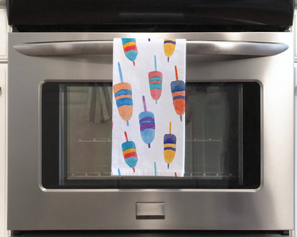 Colorful Buoys Kitchen Towel | Lobster Buoy Tea Towel - kennedy and co