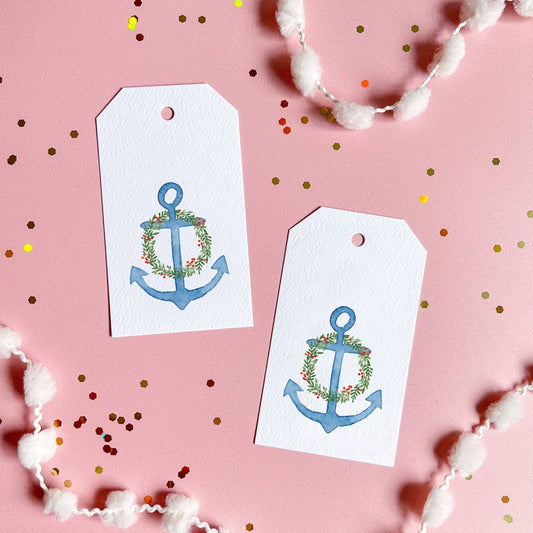 Holiday Anchor Gift Tags, Set of 8 | Coastal Christmas Tags - kennedy and co