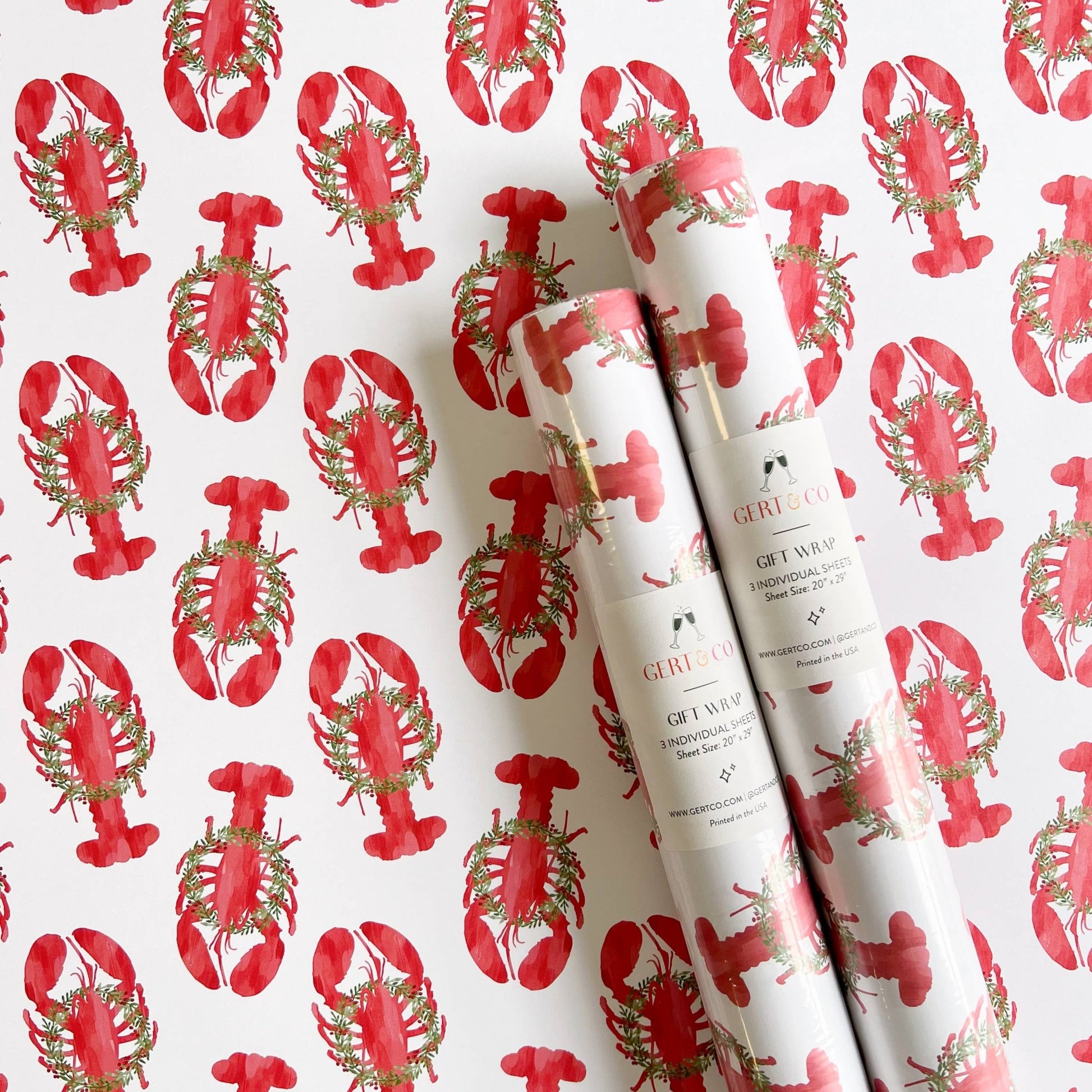 Holiday Lobster Gift Wrap | Coastal Christmas Lobster Wrap - kennedy and co