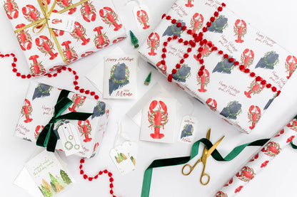 Holiday Lobster Gift Wrap | Coastal Christmas Lobster Wrap - kennedy and co