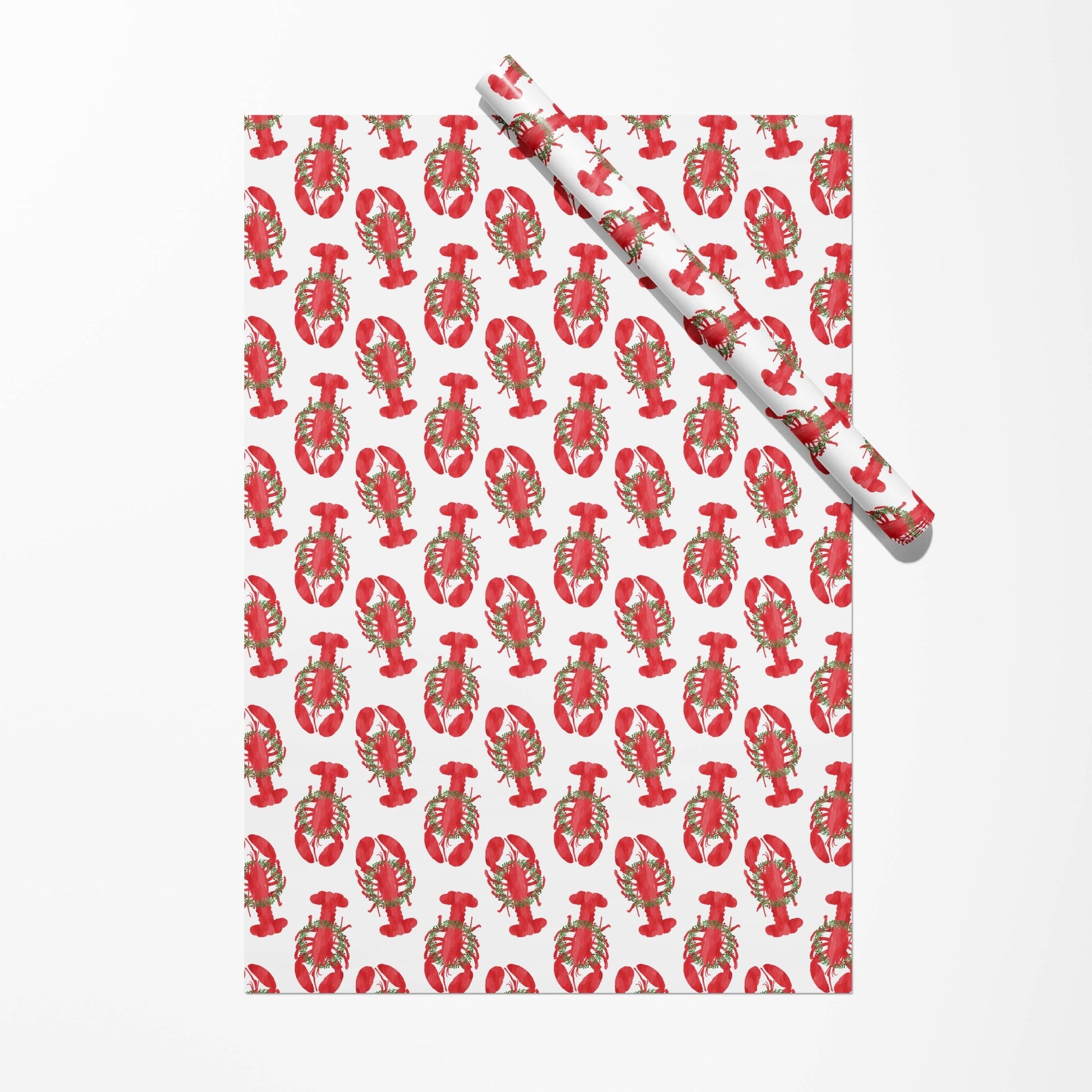 Holiday Lobster Gift Wrap | Coastal Christmas Lobster Wrap - kennedy and co