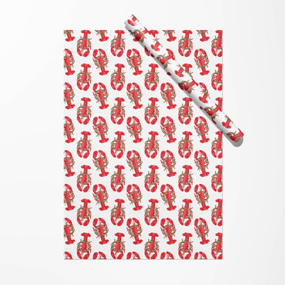 Holiday Lobster Gift Wrap | Coastal Christmas Lobster Wrap - kennedy and co